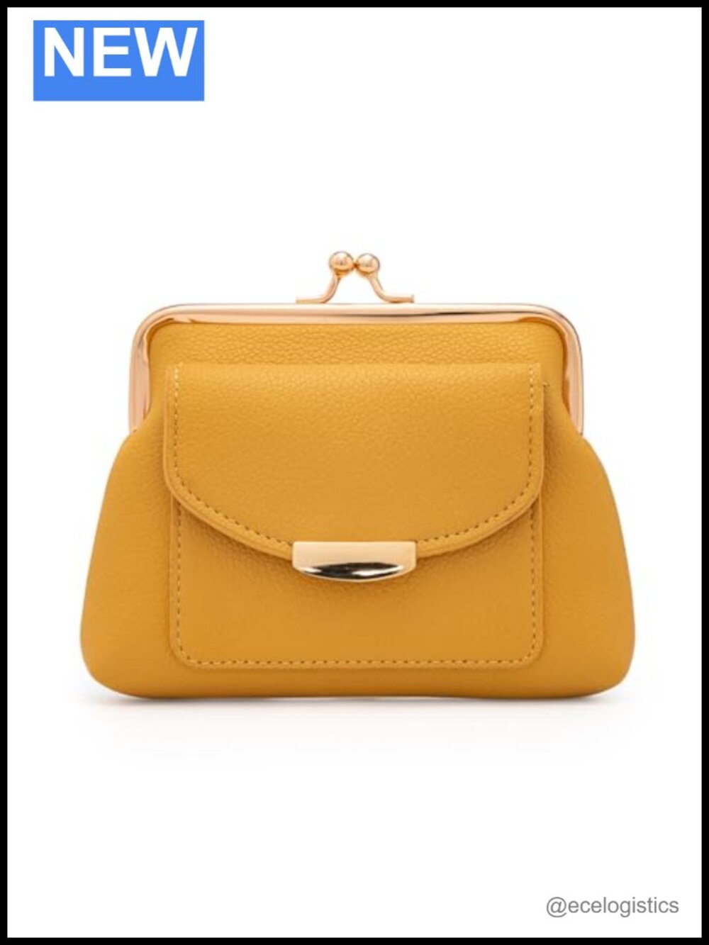 Genuine Leather Kiss Lock Coin Purse with Card Slot Large Capacity